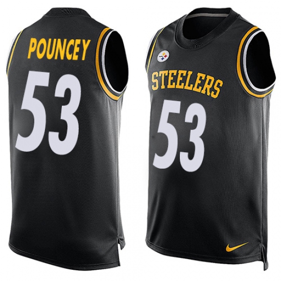 Men's Nike Pittsburgh Steelers 53 Maurkice Pouncey Limited Black Player Name & Number Tank Top NFL Jersey