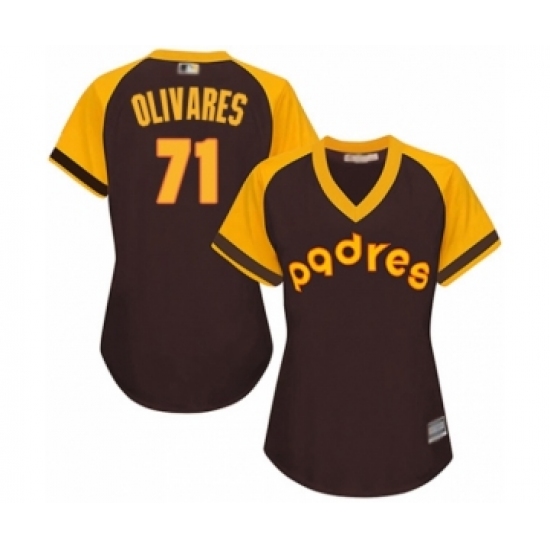 Women's San Diego Padres 71 Edward Olivares Authentic Brown Alternate Cooperstown Cool Base Baseball Player Jersey