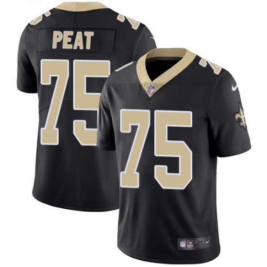 Men's Nike New Orleans Saints 75 Andrus Peat Black Team Color Vapor Untouchable Limited Player NFL Jersey