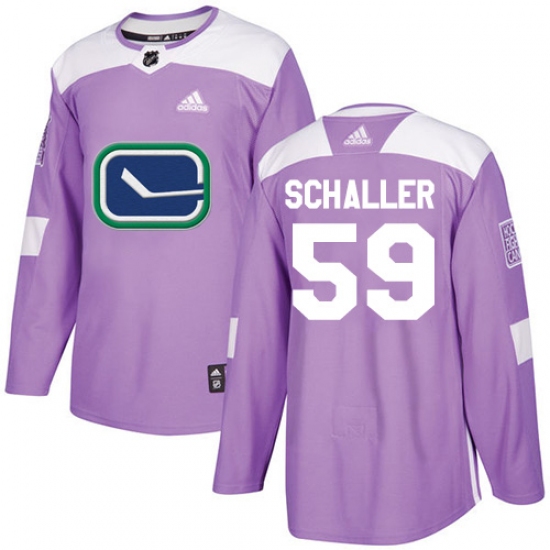 Youth Adidas Vancouver Canucks 59 Tim Schaller Authentic Purple Fights Cancer Practice NHL Jersey