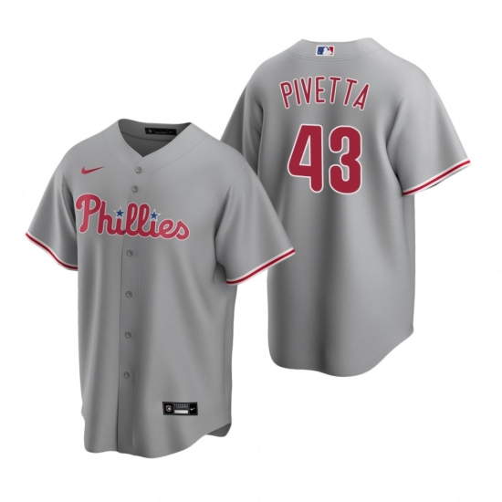 Men's Nike Philadelphia Phillies 43 Nick Pivetta Gray Road Stitched Baseball Jersey