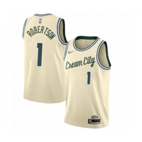 Women's Milwaukee Bucks 1 Oscar Robertson Swingman Cream Basketball Jersey - 2019 20 City Edition