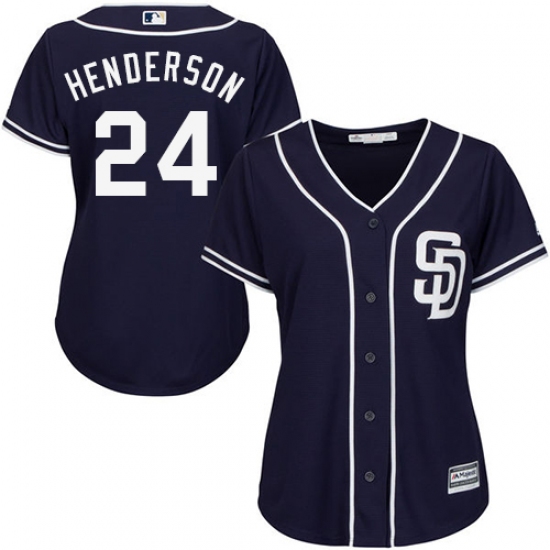 Women's Majestic San Diego Padres 24 Rickey Henderson Replica Navy Blue Alternate 1 Cool Base MLB Jersey