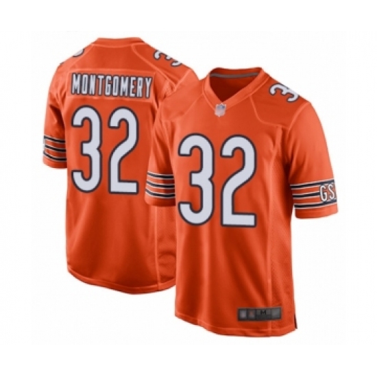 Men's Chicago Bears 32 David Montgomery Game Orange Alternate Football Jersey