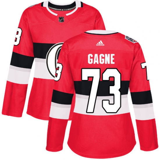 Women's Adidas Ottawa Senators 73 Gabriel Gagne Authentic Red 2017 100 Classic NHL Jersey