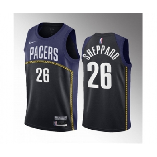 Men's Indiana Pacers 26 Ben Sheppard Blue 2023 Draft City Edition Stitched Basketball Jersey