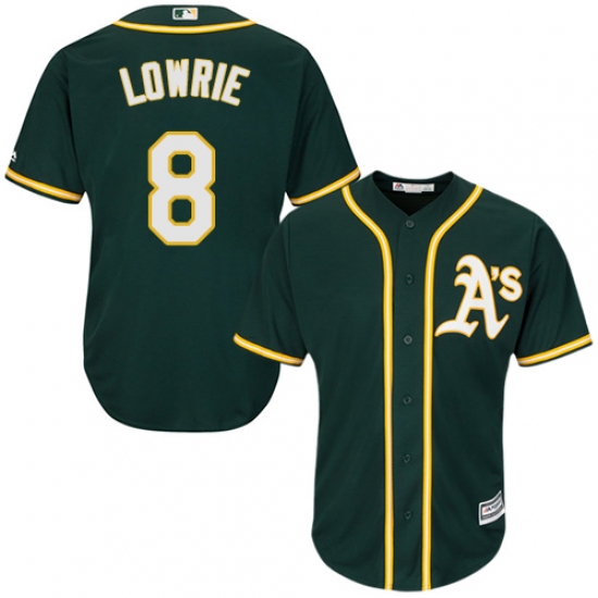 Youth Majestic Oakland Athletics 8 Jed Lowrie Authentic Green Alternate 1 Cool Base MLB Jersey