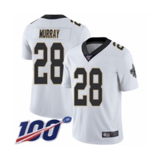 Men's New Orleans Saints 28 Latavius Murray White Vapor Untouchable Limited Player 100th Season Football Jersey