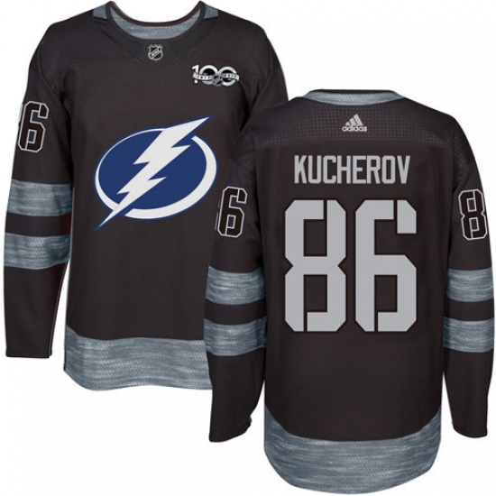 Men's Adidas Tampa Bay Lightning 86 Nikita Kucherov Authentic Black 1917-2017 100th Anniversary NHL Jersey