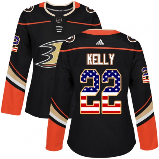 Women's Adidas Anaheim Ducks 22 Chris Kelly Authentic Black USA Flag Fashion NHL Jersey