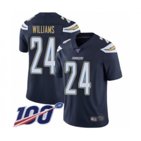 Men's Los Angeles Chargers 24 Trevor Williams Navy Blue Team Color Vapor Untouchable Limited Player 100th Season Football Jersey