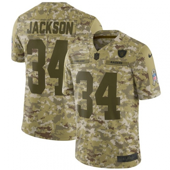 Men's Nike Oakland Raiders 34 Bo Jackson Limited Camo 2018 Salute to Service NFL Jersey