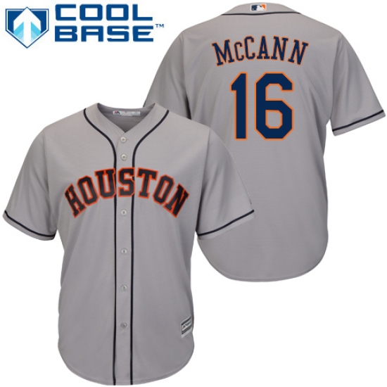 Youth Majestic Houston Astros 16 Brian McCann Authentic Grey Road Cool Base MLB Jersey