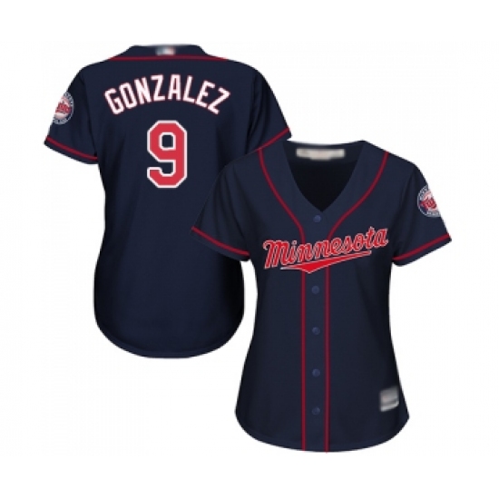 Women's Minnesota Twins 9 Marwin Gonzalez Replica Navy Blue Alternate Road Cool Base Baseball Jersey