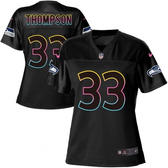 Women's Nike Seattle Seahawks 33 Tedric Thompson Game Black Team Color NFL Jersey