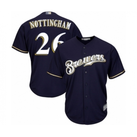 Youth Milwaukee Brewers 26 Jacob Nottingham Authentic Navy Blue Alternate Cool Base Baseball Player Jersey