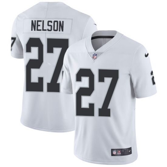 Men's Nike Oakland Raiders 27 Reggie Nelson White Vapor Untouchable Limited Player NFL Jersey