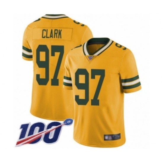 Youth Green Bay Packers 97 Kenny Clark Limited Gold Rush Vapor Untouchable 100th Season Football Jersey