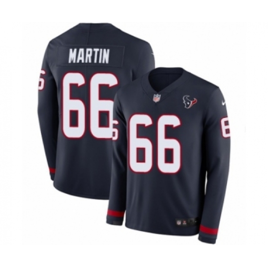 Men's Nike Houston Texans 66 Nick Martin Limited Navy Blue Therma Long Sleeve NFL Jersey