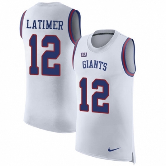 Men's Nike New York Giants 12 Cody Latimer White Rush Player Name & Number Tank Top NFL Jersey