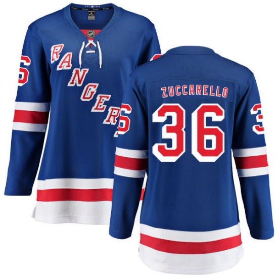 Women's New York Rangers 36 Mats Zuccarello Fanatics Branded Royal Blue Home Breakaway NHL Jersey