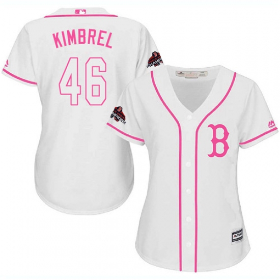 Women's Majestic Boston Red Sox 46 Craig Kimbrel Authentic White Fashion 2018 World Series Champions MLB Jersey