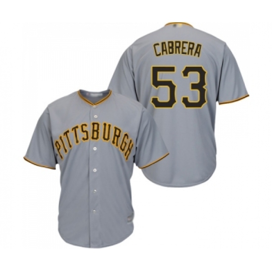 Men's Pittsburgh Pirates 53 Melky Cabrera Replica Grey Road Cool Base Baseball Jersey