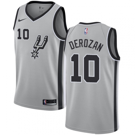 Women's Nike San Antonio Spurs 10 DeMar DeRozan Swingman Silver NBA Jersey Statement Edition