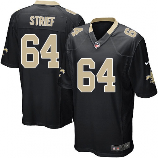 Men's Nike New Orleans Saints 64 Zach Strief Game Black Team Color NFL Jersey