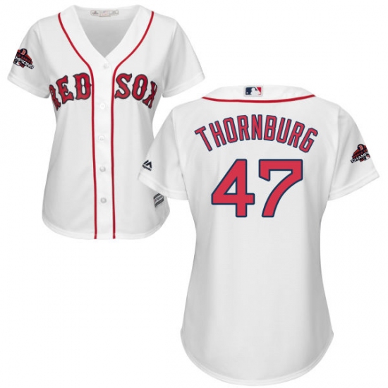 Women's Majestic Boston Red Sox 47 Tyler Thornburg Authentic White Home 2018 World Series Champions MLB Jersey