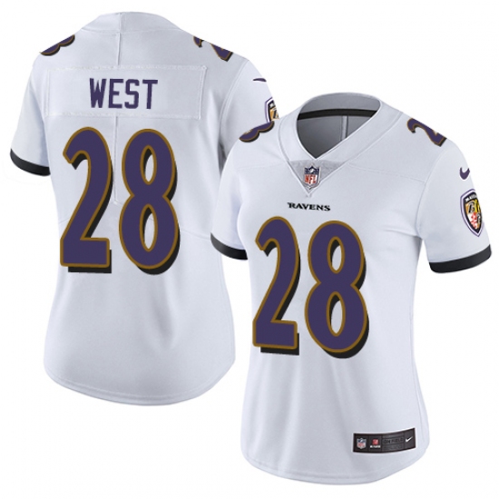 Women's Nike Baltimore Ravens 28 Terrance West White Vapor Untouchable Limited Player NFL Jersey