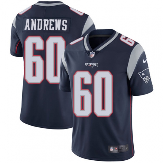 Men's Nike New England Patriots 60 David Andrews Navy Blue Team Color Vapor Untouchable Limited Player NFL Jersey