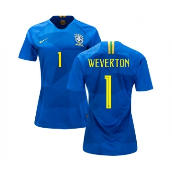 Women's Brazil 1 Weverton Away Soccer Country Jersey