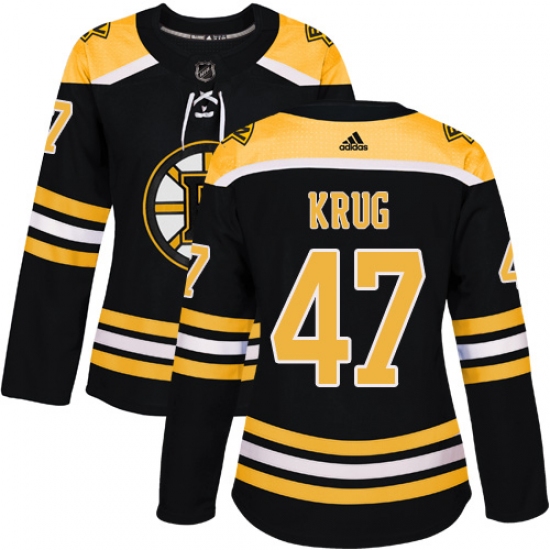 Women's Adidas Boston Bruins 47 Torey Krug Authentic Black Home NHL Jersey