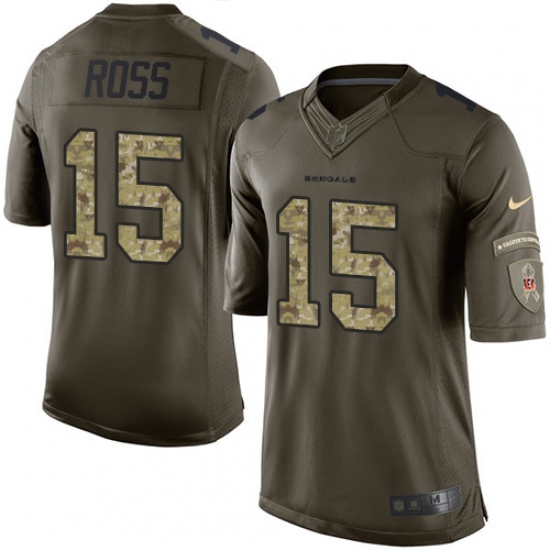Men's Nike Cincinnati Bengals 15 John Ross Elite Green Salute to Service NFL Jersey