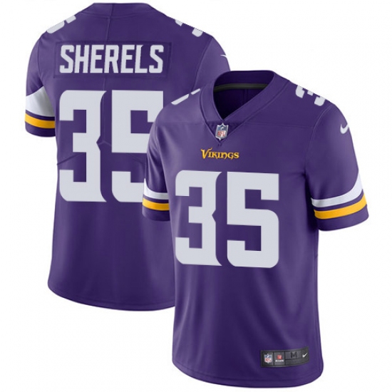 Youth Nike Minnesota Vikings 35 Marcus Sherels Purple Team Color Vapor Untouchable Limited Player NFL Jersey