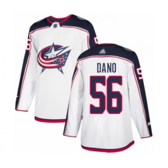 Men's Columbus Blue Jackets 56 Marko Dano Authentic White Away Hockey Jersey