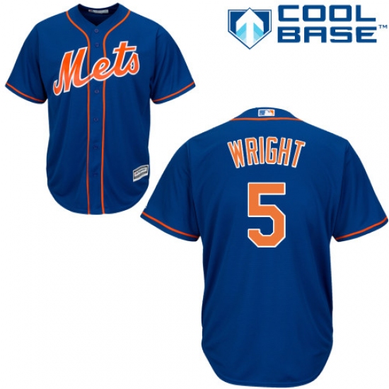 Youth Majestic New York Mets 5 David Wright Authentic Royal Blue Alternate Home Cool Base MLB Jersey