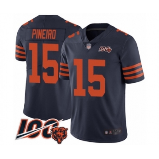 Youth Chicago Bears 15 Eddy Pineiro Limited Navy Blue Rush Vapor Untouchable 100th Season Football Jerseyy