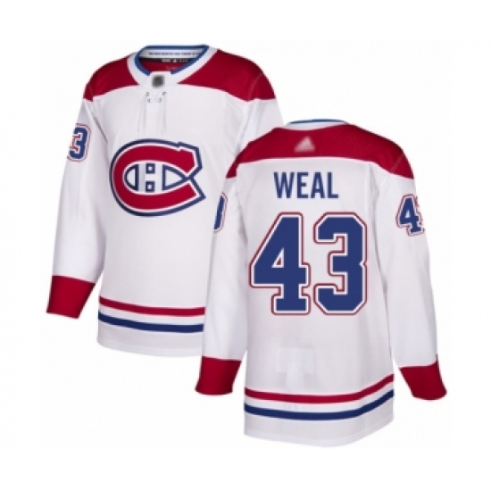 Men's Montreal Canadiens 43 Jordan Weal Authentic White Away Hockey Jersey