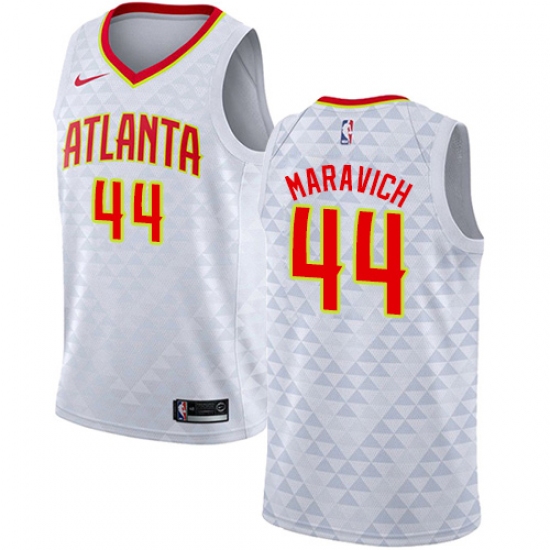 Men's Nike Atlanta Hawks 44 Pete Maravich Authentic White NBA Jersey - Association Edition