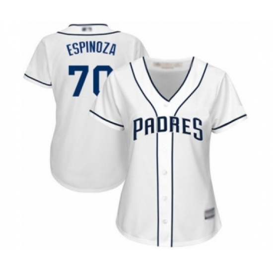 Women's San Diego Padres 70 Anderson Espinoza Authentic White Home Cool Base Baseball Player Jersey