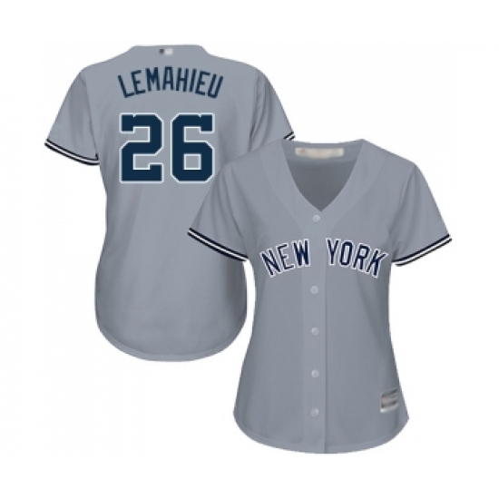 Women's New York Yankees 26 DJ LeMahieu Authentic Grey Road Baseball Jersey