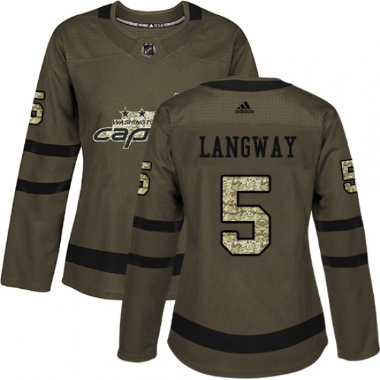 Women's Adidas Washington Capitals 5 Rod Langway Authentic Green Salute to Service NHL Jersey