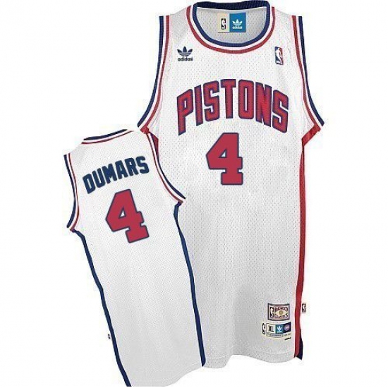 Men's Adidas Detroit Pistons 4 Joe Dumars Swingman White Throwback NBA Jersey