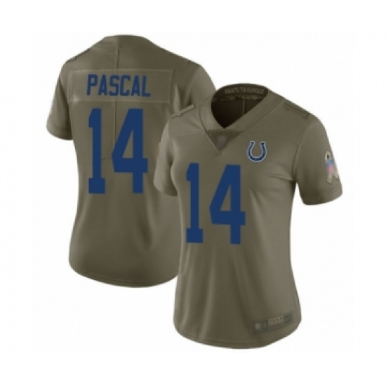 Women's Indianapolis Colts 14 Zach Pascal Limited Olive 2017 Salute to Service Football Jersey