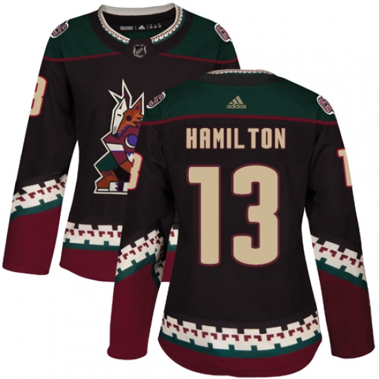 Women's Adidas Arizona Coyotes 13 Freddie Hamilton Authentic Black Alternate NHL Jersey