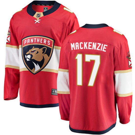 Youth Florida Panthers 17 Derek MacKenzie Fanatics Branded Red Home Breakaway NHL Jersey