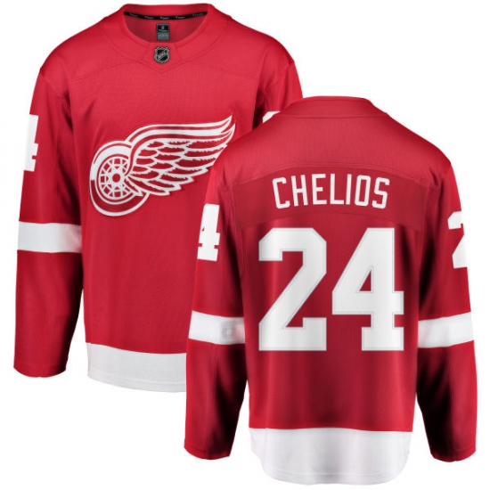 Men's Detroit Red Wings 24 Chris Chelios Fanatics Branded Red Home Breakaway NHL Jersey