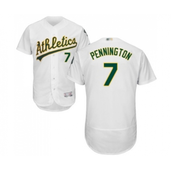 Men's Oakland Athletics 7 Cliff Pennington White Home Flex Base Authentic Collection Baseball Jersey